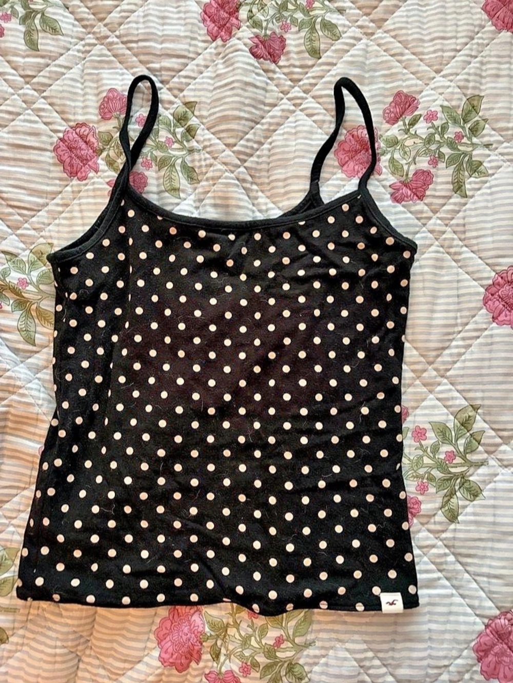 Hollister Polka Dot Tank Top in Black & Pink